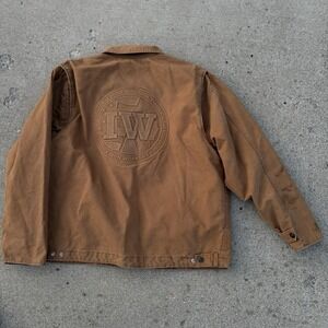 Vtg Duck Canvas Embossed Jacket International Association Of Machinists XXL